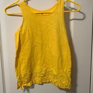 Yellow tank with lace trim by Gap kids size M 8/9